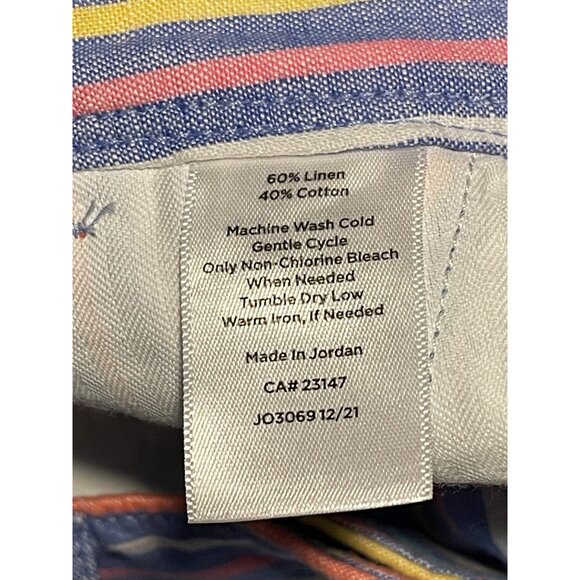 Talbots Petite 4P Blue Striped Shorts With Tie Belt Cotton & Linen Blend - Picture 12 of 12